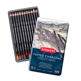 Tinted Charcoal 12-er Set in der Gruppe Künstlerbedarf / Buntstifte und Bleistifte / Kohlestifte und Zeichenkohle bei Pen Store (129566)