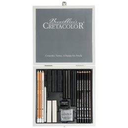 Black & White Box Zeichnungssatz Holzkiste 25 Stk in der Gruppe Künstlerbedarf / Buntstifte und Bleistifte / Grafit- und Bleistifte bei Pen Store (130579)