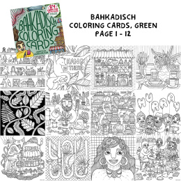 BahKadisch Coloring Cards Green in der Gruppe Basteln & Hobby / Bücher / Malbücher für Erwachsene bei Pen Store (131516)