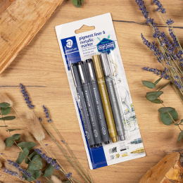 Pigment Liner + Metallic pen 5er-Pack in der Gruppe Basteln & Hobby / Kalligrafie / Lettering Set bei Pen Store (131923)