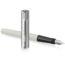 Allure Deluxe Metal & White Füllfederhalter Fine in der Gruppe Stifte / Fine Writing / Füllfederhalter bei Pen Store (132015)