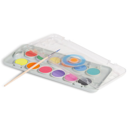 Aquarell 12er-Set Fluo+Metallic Ø30 + pinsel in der Gruppe Kids / Basteln für Kinder / Wasserfarben für Kinder bei Pen Store (132096)