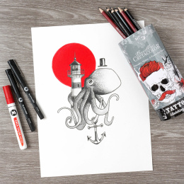 Tattoo Sketching Set 14 Teile in der Gruppe Künstlerbedarf / Buntstifte und Bleistifte / Grafit- und Bleistifte bei Pen Store (132709)