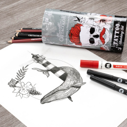 Tattoo Sketching Set 14 Teile in der Gruppe Künstlerbedarf / Buntstifte und Bleistifte / Grafit- und Bleistifte bei Pen Store (132709)