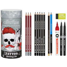 Tattoo Sketching Set 14 Teile in der Gruppe Künstlerbedarf / Buntstifte und Bleistifte / Grafit- und Bleistifte bei Pen Store (132709)