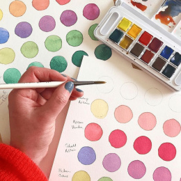 Aquarellfarbe Travel set 12 ½ -Näpfe in der Gruppe Künstlerbedarf / Künstlerfarben / Aquarell / Aquarellfarbe im Napf bei Pen Store (132936)
