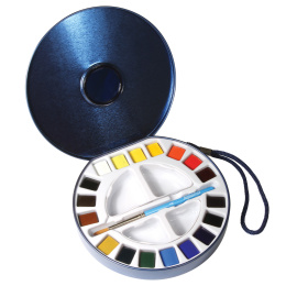 Aquarellfarbe Travel set Tin 18 ½ -Näpfe in der Gruppe Künstlerbedarf / Künstlerfarben / Aquarell / Aquarellfarbe im Napf bei Pen Store (132937)