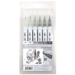 Clean Color Real Brush 6er-set Cool Gray in der Gruppe Stifte / Künstlerstifte / Pinselstifte bei Pen Store (134106)