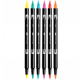 ABT Dual Brush Stift Set mit 6 dermatologisch getesteten Farben in der Gruppe Stifte / Künstlerstifte / Pinselstifte bei Pen Store (134112)