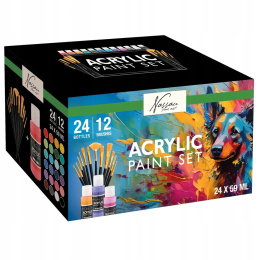 Acrylset 24 Farben (59 ml) + 12 Pinsel in der Gruppe Künstlerbedarf / Künstlerfarben / Acrylfarbe bei Pen Store (134423)