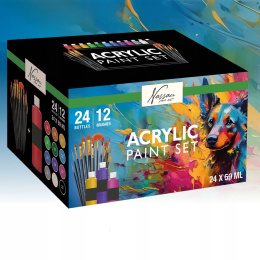 Acrylset 24 Farben (59 ml) + 12 Pinsel in der Gruppe Künstlerbedarf / Künstlerfarben / Acrylfarbe bei Pen Store (134423)