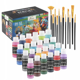 Acrylset 24 Farben (59 ml) + 12 Pinsel in der Gruppe Künstlerbedarf / Künstlerfarben / Acrylfarbe bei Pen Store (134423)