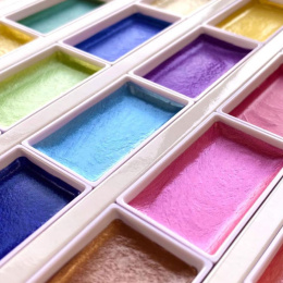 Gansai Tambi Akvarell 24er-Set Metallic in der Gruppe Künstlerbedarf / Künstlerfarben / Aquarell / Aquarellfarbe im Napf bei Pen Store (135536)