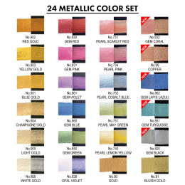 Gansai Tambi Akvarell 24er-Set Metallic in der Gruppe Künstlerbedarf / Künstlerfarben / Aquarell / Aquarellfarbe im Napf bei Pen Store (135536)