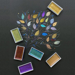 Gansai Tambi Akvarell 24er-Set Metallic 2 in der Gruppe Künstlerbedarf / Künstlerfarben / Aquarell / Aquarellfarbe im Napf bei Pen Store (135538)