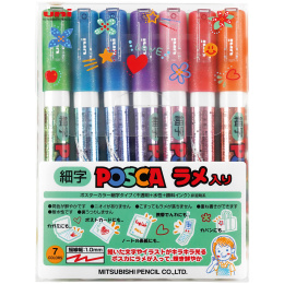 Posca PC-3M Glitter 7er-Set in der Gruppe Stifte / Künstlerstifte / Acrylmarker bei Pen Store (136460)