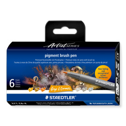 Pigment Arts Brush Pen 6-er Set Grey/Caramel in der Gruppe Stifte / Künstlerstifte / Pinselstifte bei Pen Store (137614)