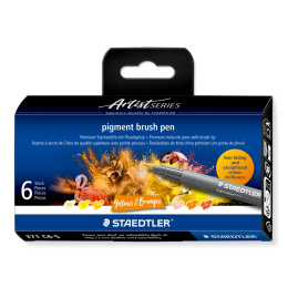 Pigment Arts Brush Pen 6-er Set Yellow/Orange in der Gruppe Produktreihen / Staedtler Artist Series bei Pen Store (137615)