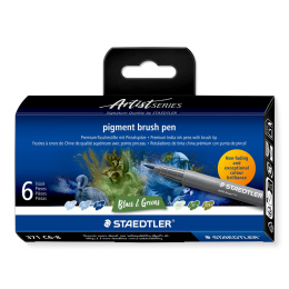 Pigment Arts Brush Pen 6-er Set Blue/Green in der Gruppe Stifte / Künstlerstifte / Pinselstifte bei Pen Store (137618)