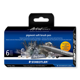 Pigment Arts Soft Brush Pen 6-er Set Grey in der Gruppe Stifte / Künstlerstifte / Pinselstifte bei Pen Store (137626)