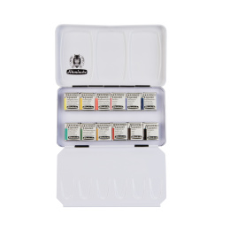 Akademie Aquarell Half Pans 12er-Set in der Gruppe Künstlerbedarf / Künstlerfarben / Aquarell / Aquarellfarbe im Napf bei Pen Store (137800)