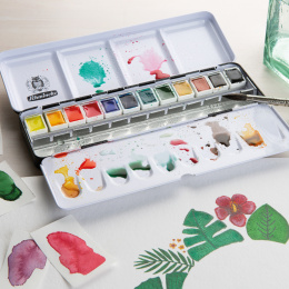 Akademie Aquarell Half Pans 12er-Set + 12 leere in der Gruppe Künstlerbedarf / Künstlerfarben / Aquarell / Aquarellfarbe im Napf bei Pen Store (137801)