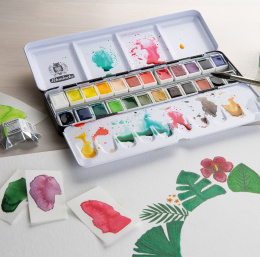 Akademie Aquarell Half Pans 24er-Set in der Gruppe Künstlerbedarf / Künstlerfarben / Aquarell / Aquarellfarbe im Napf bei Pen Store (137802)
