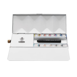 Horadam Aquarell Half Pans 12er-Set + watertank in der Gruppe Künstlerbedarf / Künstlerfarben / Aquarell / Aquarellfarbe im Napf bei Pen Store (137803)