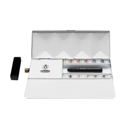 Horadam Aquarell Half Pans 12er-Set + watertank in der Gruppe Künstlerbedarf / Künstlerfarben / Aquarell / Aquarellfarbe im Napf bei Pen Store (137803)