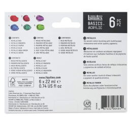 Acrylfarbe Basics Metallic Set 6x22 ml in der Gruppe Künstlerbedarf / Künstlerfarben / Acrylfarbe bei Pen Store (137836)