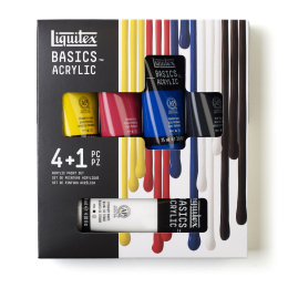 Acrylfarbe Basics Set 4x75 ml + 1x118 ml in der Gruppe Künstlerbedarf / Künstlerfarben / Acrylfarbe bei Pen Store (137838)