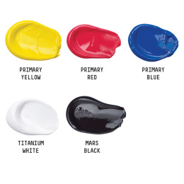 Acrylfarbe Basics Set 4x75 ml + 1x118 ml in der Gruppe Künstlerbedarf / Künstlerfarben / Acrylfarbe bei Pen Store (137838)