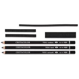 Nero Deep Black set 7-teilig in der Gruppe Künstlerbedarf / Buntstifte und Bleistifte / Kohlestifte und Zeichenkohle bei Pen Store (138029)