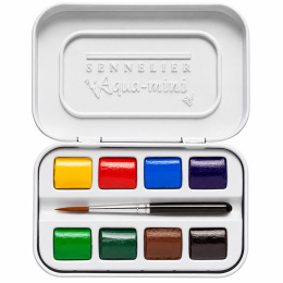 l'Aquarelle Aqua-mini Aquarellkasten 8 halbe Näpfchen + Pinsel in der Gruppe Künstlerbedarf / Künstlerfarben / Aquarell / Aquarellfarbe im Napf bei Pen Store (138036)