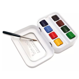 l'Aquarelle Aqua-mini Aquarellkasten 8 halbe Näpfchen + Pinsel in der Gruppe Künstlerbedarf / Künstlerfarben / Aquarell / Aquarellfarbe im Napf bei Pen Store (138036)
