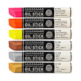 Oil Stick Flurescent & Metallics 6er-Set in der Gruppe Künstlerbedarf / Buntstifte und Bleistifte / Ölkreiden bei Pen Store (138093)
